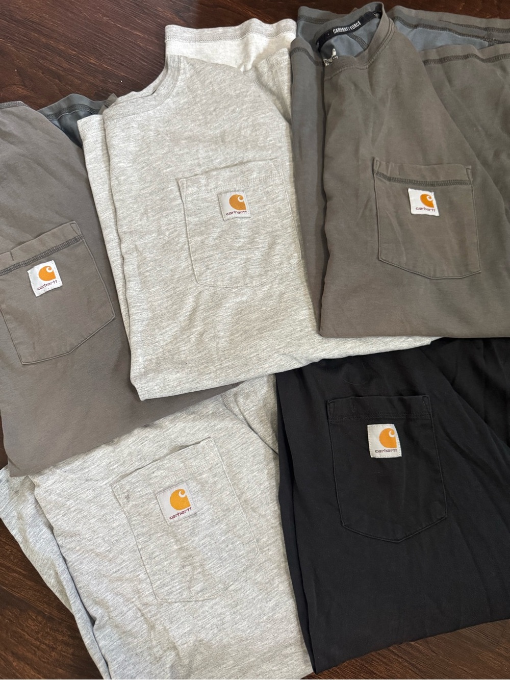 Bundle of 5 Carhartt Men’s Crewneck Pocket Tees - Gray & Black Size 2XL